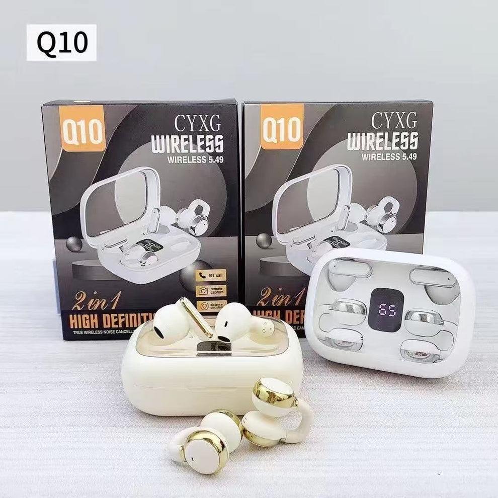 TWS Q10 – Écouteurs Sans Fil 2 en 1 avec Affichage Batterie